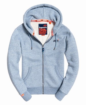 Superdry Orange Label Classic Cipzár Férfi Kapucnis Pulóver Kék | EQMWG1726